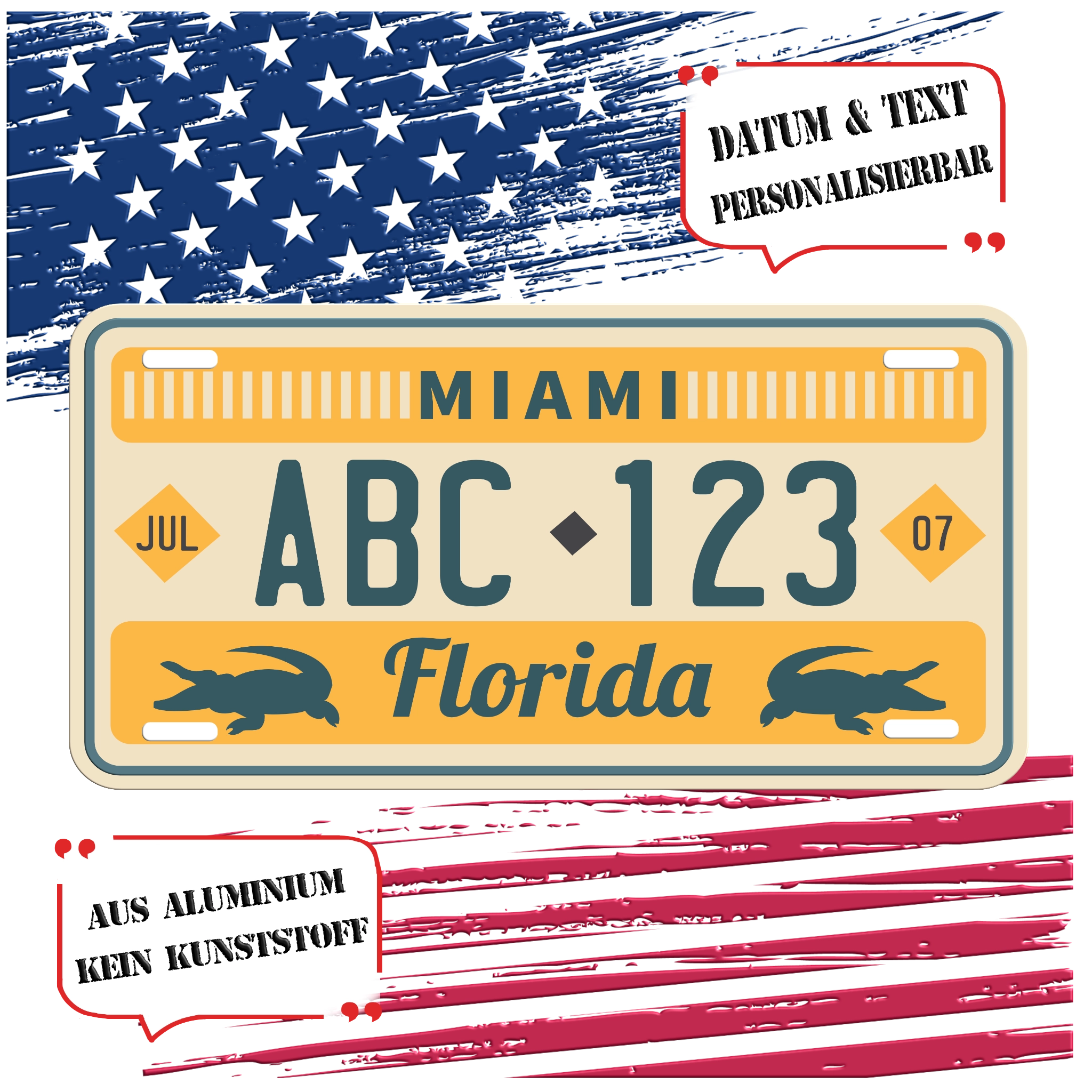US Kennzeichen - Florida Miami - Druck66 - personalisierbare Geschenke